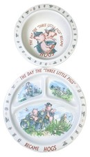 Harley Davidson Three Little Pigs Hog Divided Plate Bowl Melamine Child Set picture