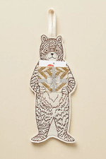 ANTHROPOLOGIE Bear Gift Card Holder Coral & Tusk Embroidered Gift Topper NEW picture