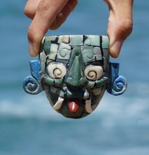 Handcrafted Artistry Inspired by the Maya Sun God pendant made of aventurine  picture