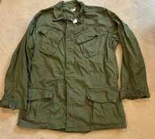 Vtg Vietnam War Jungle Fatigue Jacket Poplin Non Ripstop 1967 , Large Long picture