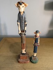 2 VTG Jim Shore Pencil CowFigurines Male 4101 Boy 4105 picture