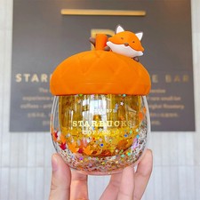 New 2021 Starbucks China Autumn Acorn Cute Fox 8oz Double Wall Glass Cup picture