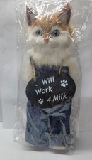 New Vtg Trippie's Cat Rabbit Fur Standing Figurine Plush Will Work 4 Milk Rare picture