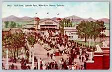 Denver CO Colorado Lakeside Park People Scene Outside Ball Room 1910s Postcard picture