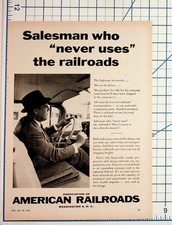 Vintage 1959 TIME Magazine Ad American Railroads Salesman Transportation Freight picture