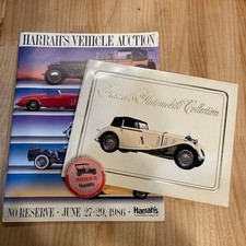 Vintage Harrahs Automobile Collection 1986 Auction Catalog 1984 Bidder Pin Set picture