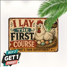 I Poop Breakfast Whats Your Superpower Chicken Art Metal Tin Sign 8x12 In picture