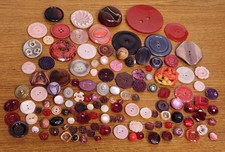 Lot Of 120+ Vintage & Antique Buttons Red & Pink picture