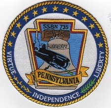 USS Pennsylvania SSBN 735 Sub over Liberty Bell 5 inch Fully Emb A934 picture