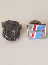 Vtg Original Greyhound Bus Safe Driving & Greyhound Logo Pins. [K4 125] picture