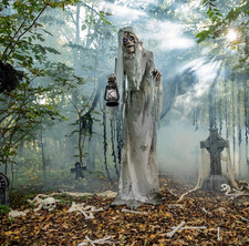 7 Ft Animated Wailing Phantom Light-Up Halloween Decoration with Sound picture