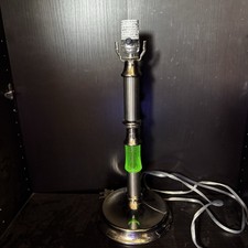 Uranium Glass Table Lamp Art Deco Style Glows Uv Vintage Antique Custom Build picture