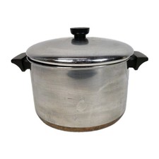 Vtg Revere Ware 6 Qt Quart Stock Pot Copper Bottom 1801 With Lid Clinton, Ill picture