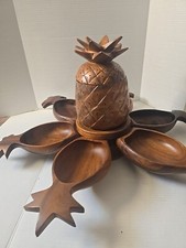 Vintage Tiki Polynesian Pineapple Lazy Susan 9-Piece Centerpiece - Unique Retro picture