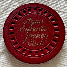 Vintage Red $5.00 Agua Caliente Chip - (Circa 1920s) Tijuana Mexico - Hub Mold picture