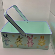 Spritz Metal Easter Bunny Decorative Storage Basket w/ Handle, Blue, Small picture