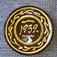 1939 Swedish Rustic Forsberg Vimmerby Pottery Bowl Slipware Glaze Redware Plate picture