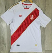 Peru Umbro Soccer Jersey Futbol Official Size Large L White Red Tricolor Shirt picture