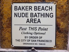 VINTAGE NUDE SWIMING PORCELAIN SIGN RARE OLD BAKER BEACH SAN FRANCISCO BROTHEL picture