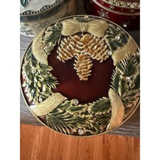 Vintage Bombay Company Christmas Mirrored Jewelry Box Round Holiday Trinket Box picture