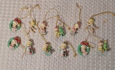 Vintage Precious Moments Miniature Mini Christmas Ornaments Holiday Lot of 12 picture