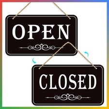 Open Closed Sign Business Double Sided Waterproof 12x6.7 Hanging Store picture