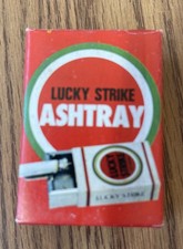 Vintage Lucky Strike Ashtray Cigarette Metal Pocket Ashtray + Original Box Bonus picture