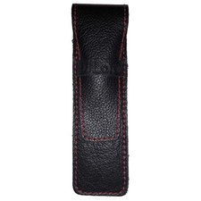 DiLoro Full Grain Top Quality Leather Single Pen Case Holder Pouch Black and Red picture