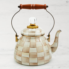 MacKenzie-Childs Mocha Check Tea Kettle 2-Qt picture
