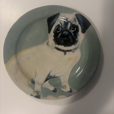 Anthropologie SALLY MUIR DOG A DAY 8.5” Pug Salad Plate Excellent picture