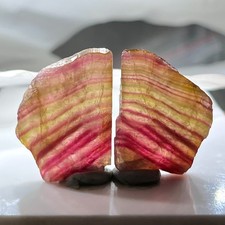 88 Cts Rare Rainbow Tourmaline Slices Pair, Natural Gemstone picture