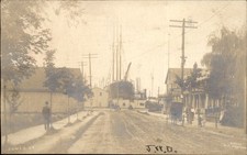 Port Jefferson NY Waterfront Street c1900s-10s Real Photo Vintage Postcard bhn picture