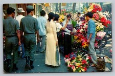 Vintage Saigon Flower Market Color Photo Postcard by Mike Roberts picture