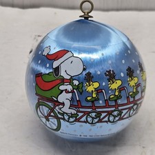 Vtg Hallmark 1982 Peanuts Snoopy Satin Ornament Christmas Holiday Woodstock picture