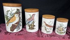 Vintage Portmeirion Birds of Britain 4 Pc Lot Canister Set ENGLAND picture