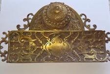Antique French Bronze Champleve Enamel  ink well  picture