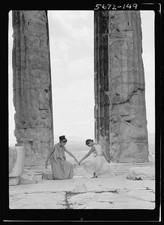 Greece Ancient Delphi Temple of Apollo 1900s Women Dance Between Columns picture