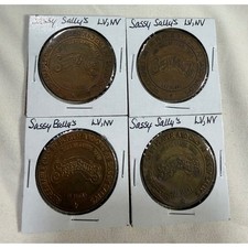 Lot of 4 Sassy Sally's Las Vegas $1 Gaming Tokens Casino Memorabilia LV NV picture
