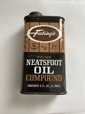 VINTAGE FIEBINGS PRIME NEATSFOOT OIL COMPOUND 8oz NOS FULL TIN CAN picture