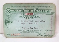 Vintage 1906 Chicago North Western Railroad Wisconsin Division Engineer Pass  picture