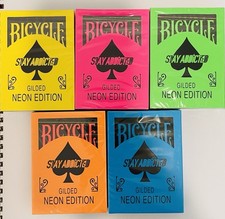 GILDED Bicycle Neon Rider Back Playing Cards Ltd Ed 5 Decks SET  1 of 300 picture
