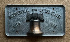 Vintage 1976 US Bicentennial Liberty Bell 3D Metal Plaque License Plate 1776 picture