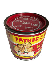 Vintage Metal 14 oz Prince Albert 1950s Fathers Day Special Label Tobacco Can picture