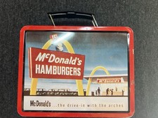 Vintage 1998 McDonalds Hamburger Tin Metal Collectible Lunch Box picture