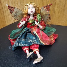 2009 Winward Woodland Fairy Holiday Floral Shelf Sitter Doll 15” Tall picture