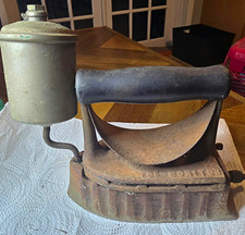 Star Standard Antique Metal Flat Iron w/ Oil Reservoir A1901 picture