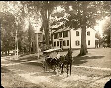 GA112 Original Underwood Photo BEAUTIFUL OLD HOME Horse Carriage Picturesque picture