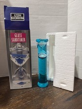 Vintage Blue Liquid Glass Hourglass Sand Timer 8.5” Decorative Desk Decor picture