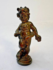 Antique French Bronze Child Bacchus / Putto Figurine — Stamped 