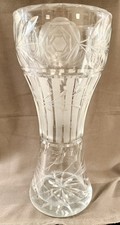 Antique Art Deco Crystal Vase – ABP or Bohemian, Flat Floral, c.1880–1920 Heavy  picture
